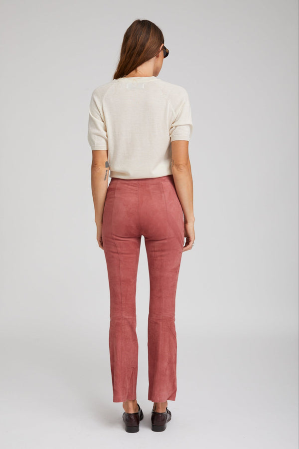 Sprwmn Suede Front Snap Ankle Flare Leggings