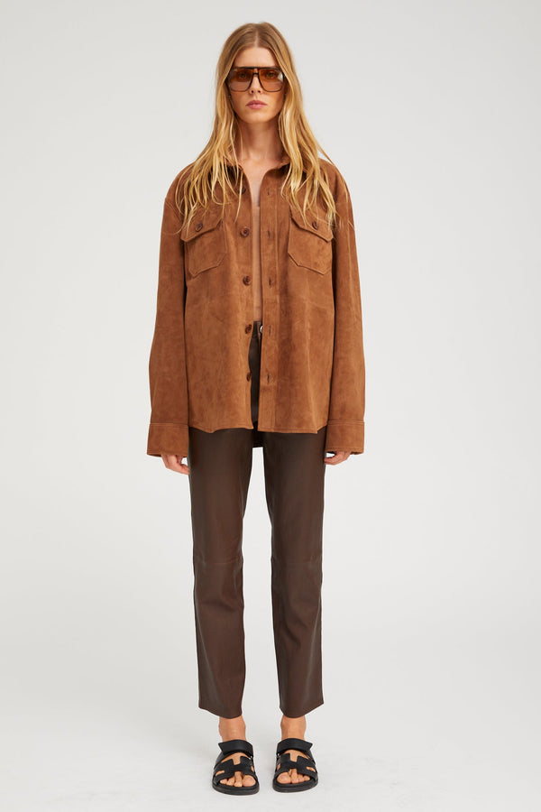 Sprwmn Suede Shacket DARK COGNAC