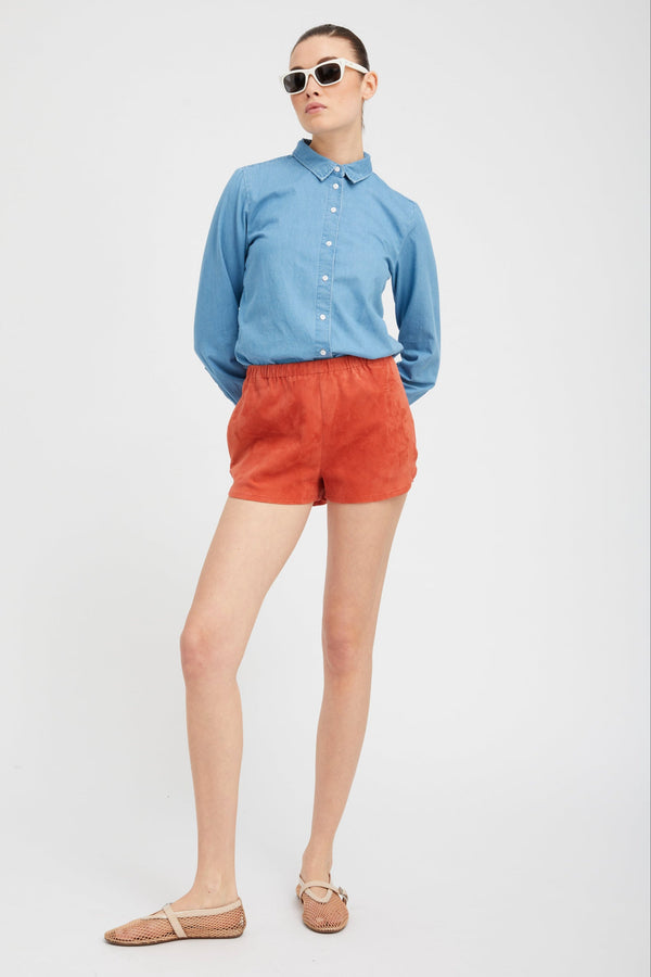 sprwmn Suede Slip Shorts TERRACOTTA