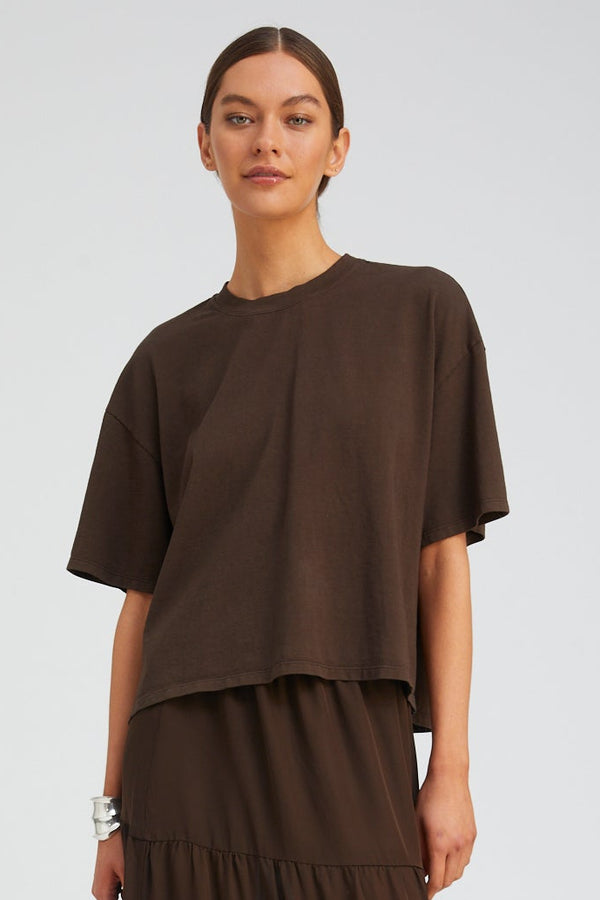 sprwmn Supima Cotton Boxy Tee AMERICANO