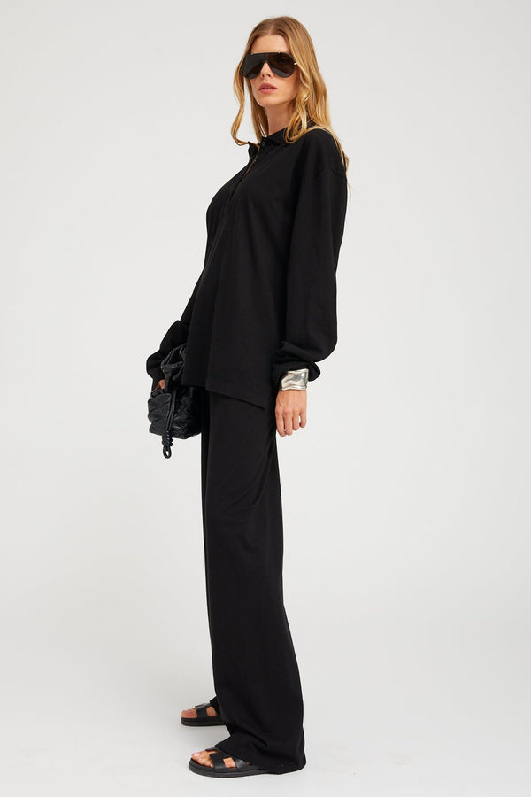 Sprwmn Supima Cotton Oversized Polo BLACK