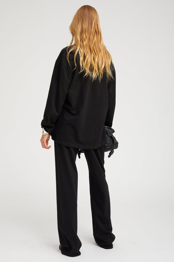 Sprwmn Supima Cotton Oversized Polo BLACK
