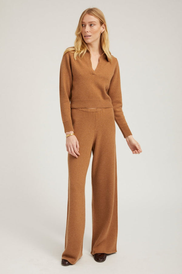 Sprwmn Tan Cashmere Easy Pants Tan