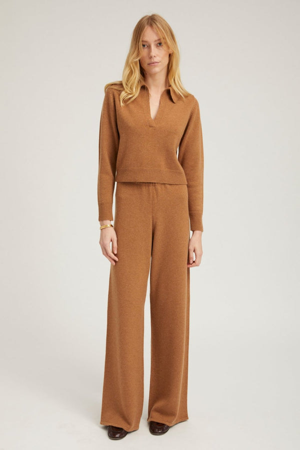 sprwmn Tan Cashmere Easy Pants Tan