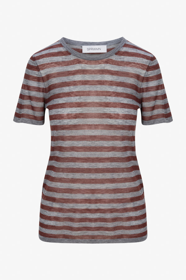 Sprwmn Tissue Classic Tee GREY/BROWN STRIPES