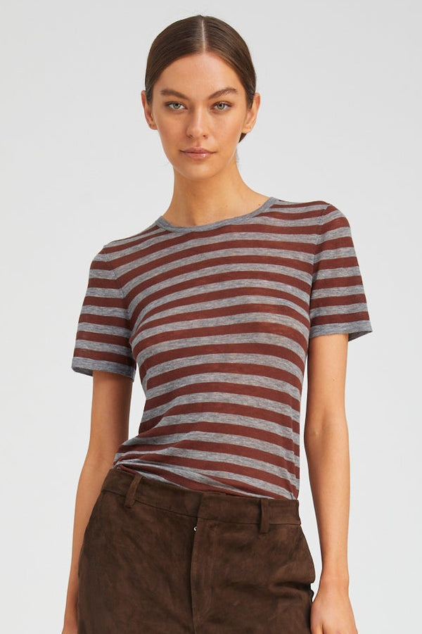 sprwmn Tissue Classic Tee GREY/BROWN STRIPES