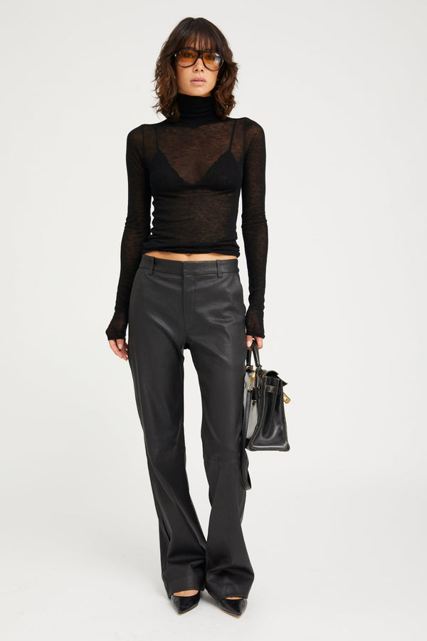 Sprwmn Tissue Mock Neck BLACK
