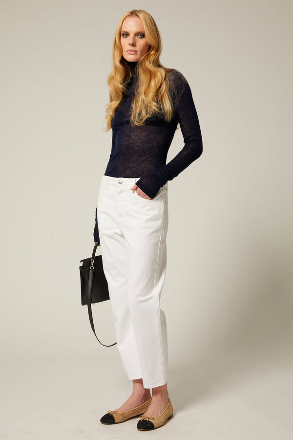 Sprwmn Tissue Mock Neck NAVY