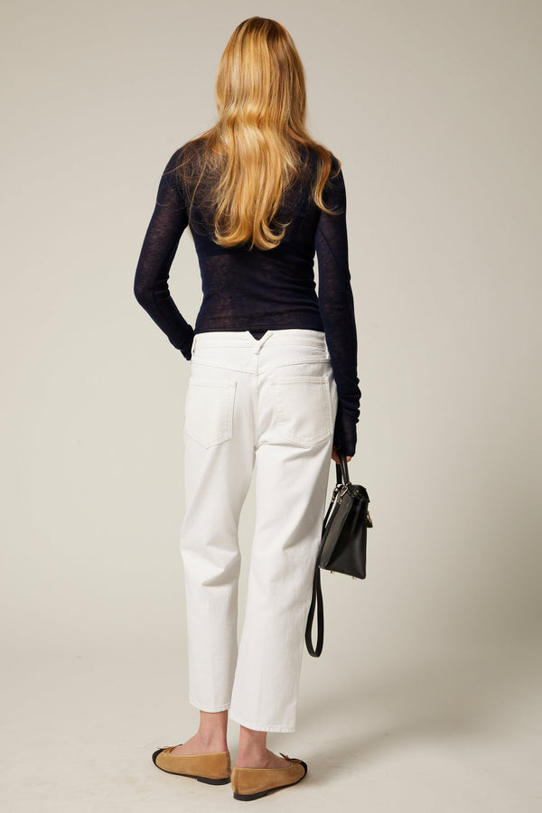 Sprwmn Tissue Mock Neck NAVY