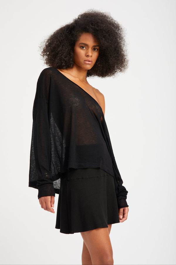 Sprwmn Tissue Off-Shoulder Top BLACK