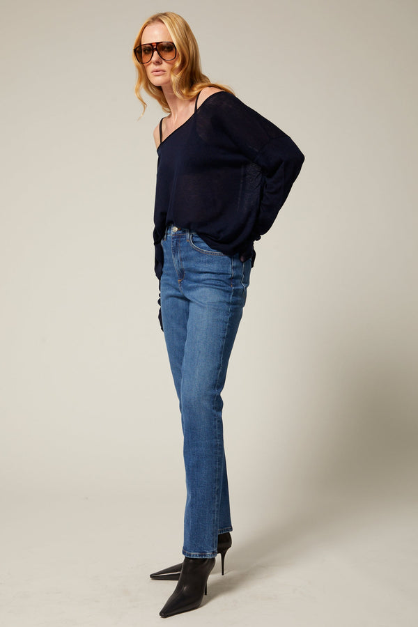 Sprwmn Tissue Off-Shoulder Top NAVY