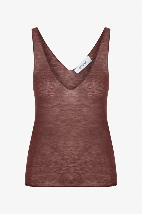 Sprwmn Tissue V-Neck Tank AMERICANO