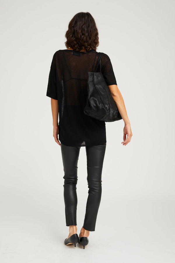 Sprwmn Tissue V-Neck Tee BLACK