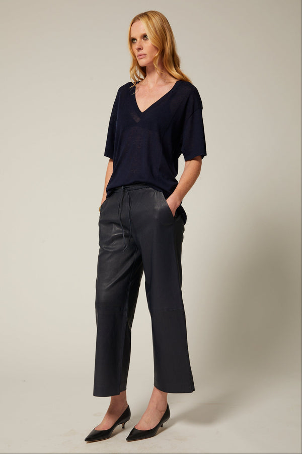 Sprwmn Tissue V-Neck Tee NAVY