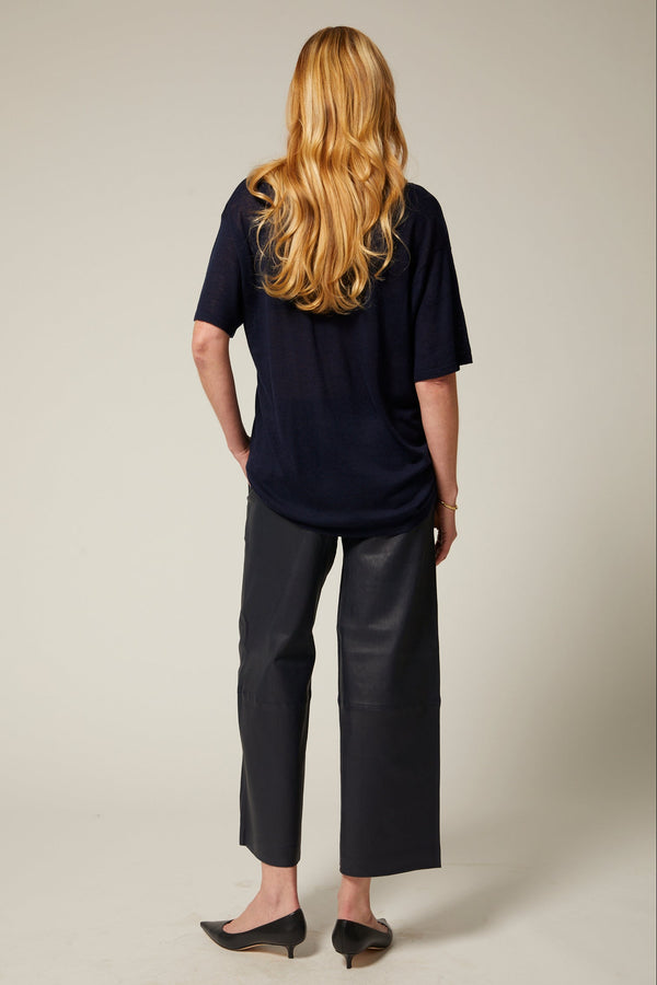 Sprwmn Tissue V-Neck Tee NAVY