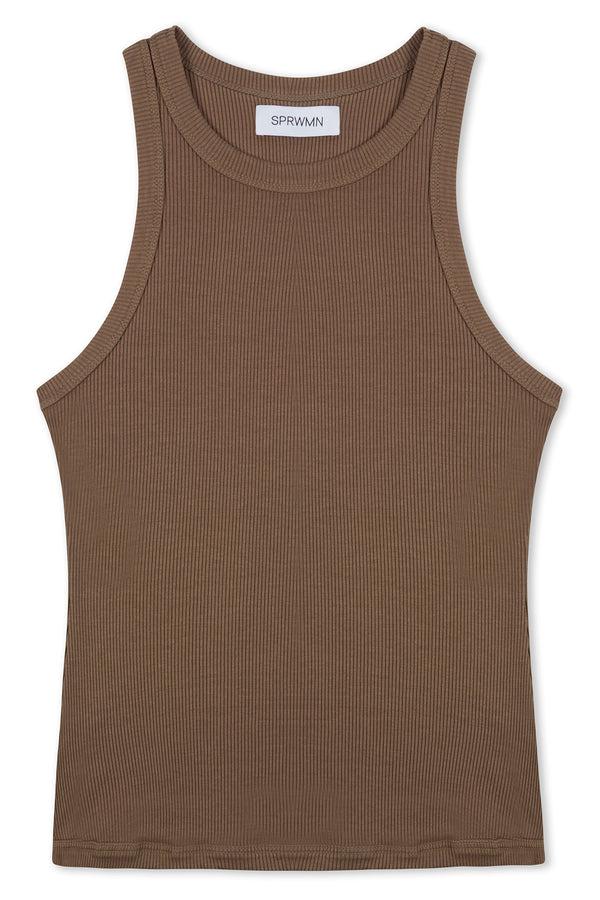 sprwmn Truffle Rib Racer Tank TRUFFLE