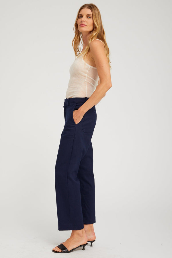 Sprwmn Twill Straight Leg Trousers NAVY