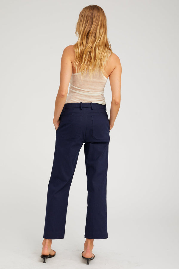 Sprwmn Twill Straight Leg Trousers NAVY