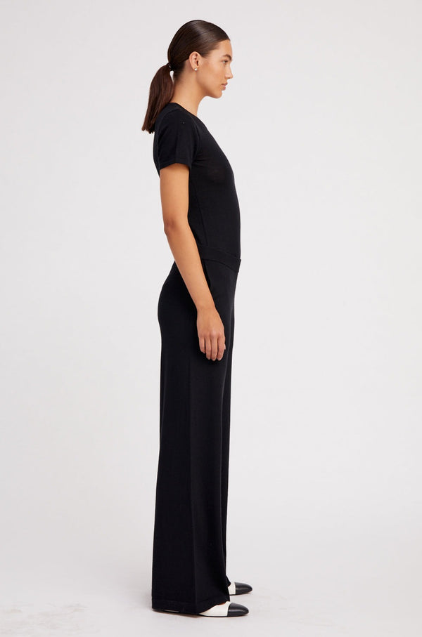 Sprwmn Ultra Fine Cashmere Wide Leg Pants Black