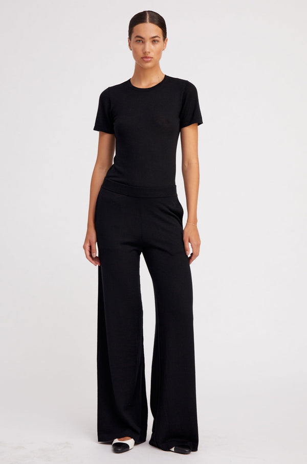 sprwmn Ultra Fine Cashmere Wide Leg Pants Black