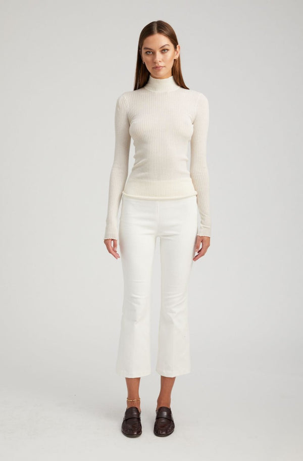 Sprwmn White Corduroy Crop Flare Pants White