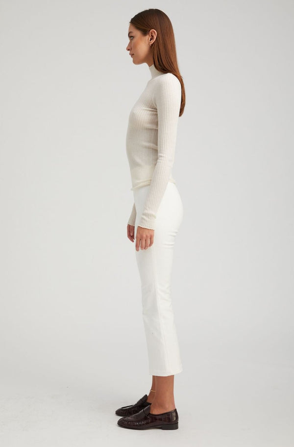 Sprwmn White Corduroy Crop Flare Pants White