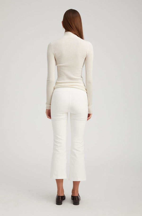 Sprwmn White Corduroy Crop Flare Pants White