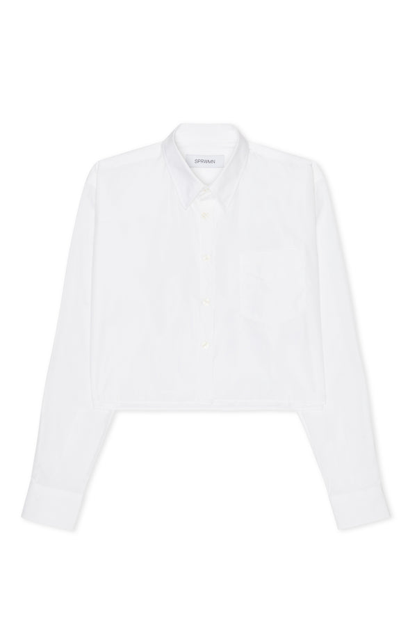 Sprwmn White Cropped Button Down White