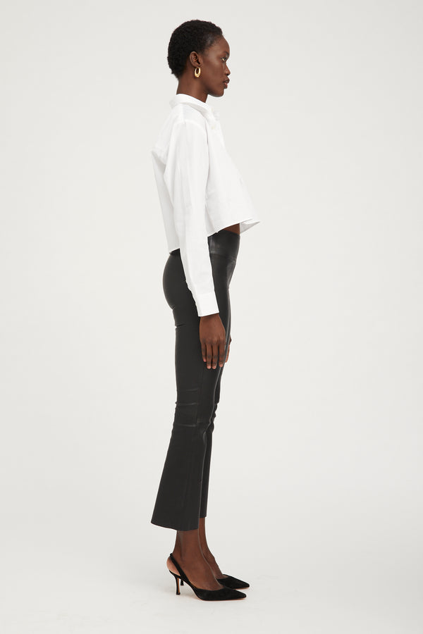 Sprwmn White Cropped Button Down White