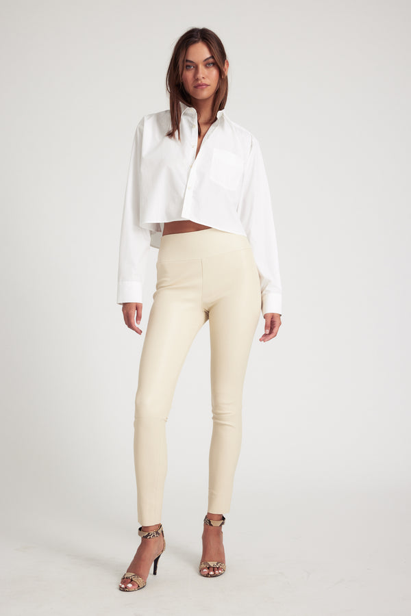 Sprwmn White Cropped Button Down White