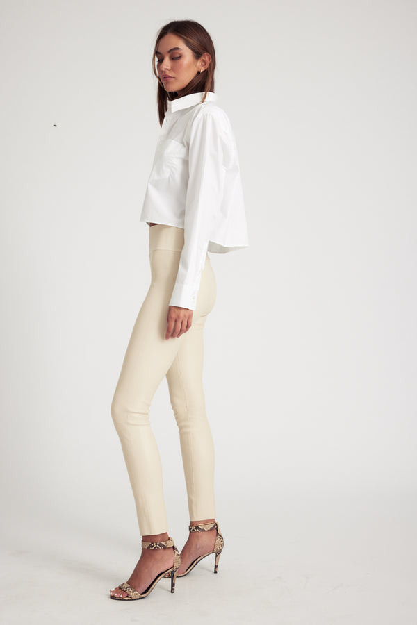 Sprwmn White Cropped Button Down White