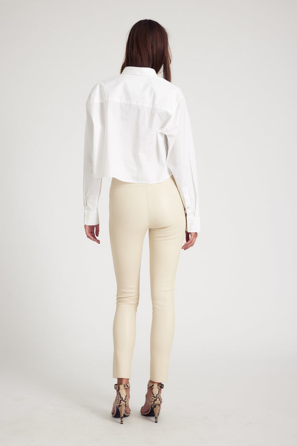 Sprwmn White Cropped Button Down White