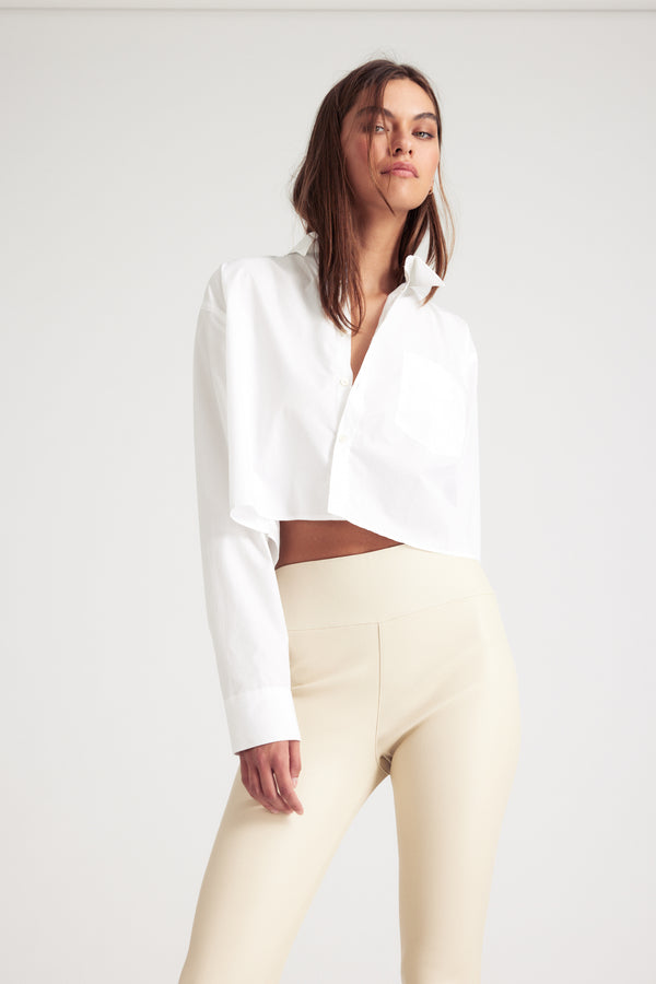 sprwmn White Cropped Button Down White