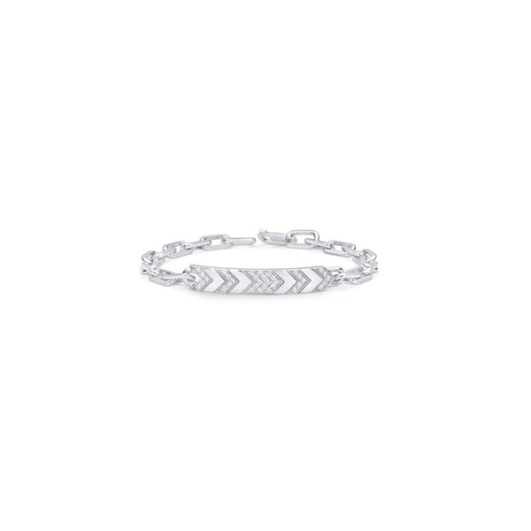 sprwmn White Gold Diamond Chevron Chain Bracelet