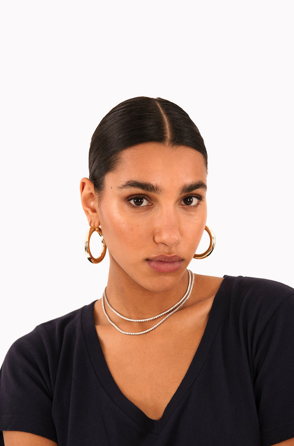 Sprwmn White Gold Diamond Paved Choker 15"