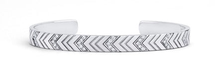 Sprwmn White Gold Multi-Diamond Chevron Cuff