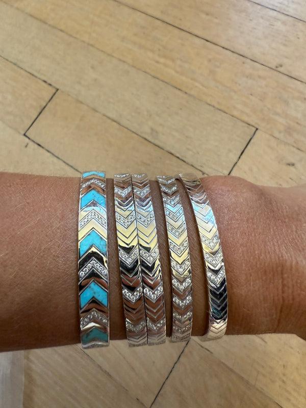 sprwmn White Gold Multi-Diamond Chevron Cuff
