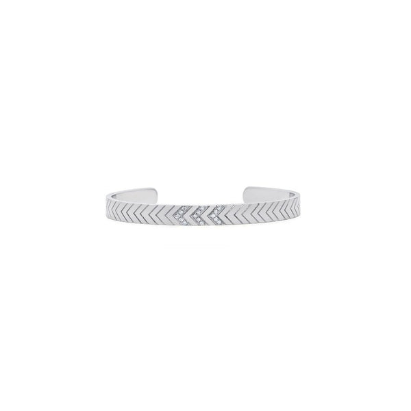 Sprwmn White Gold Tri-Diamond Chevron Cuff
