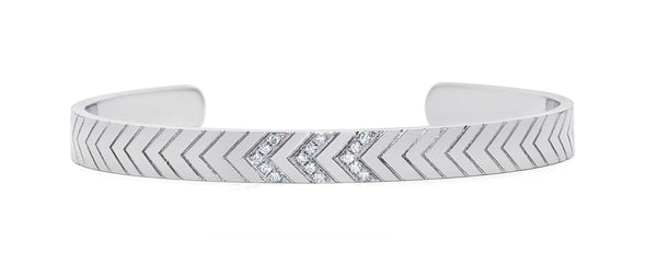 Sprwmn White Gold Tri-Diamond Chevron Cuff
