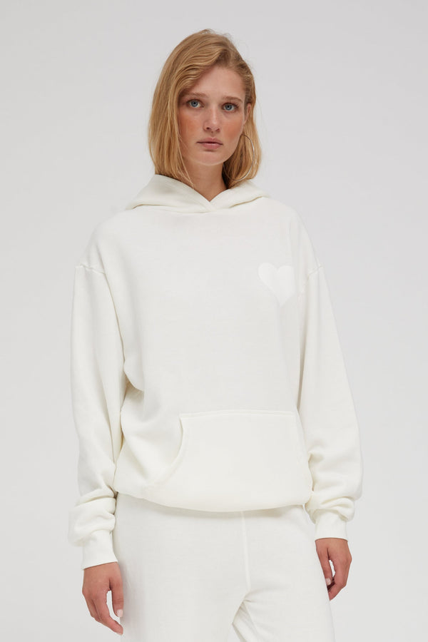 sprwmn White Heart Hoodie White
