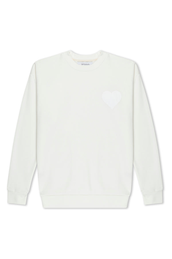 Sprwmn White Heart Sweatshirt White