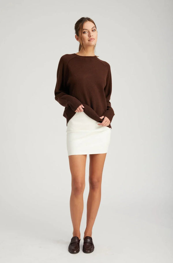 sprwmn White Leather Classic Mini Skirt White