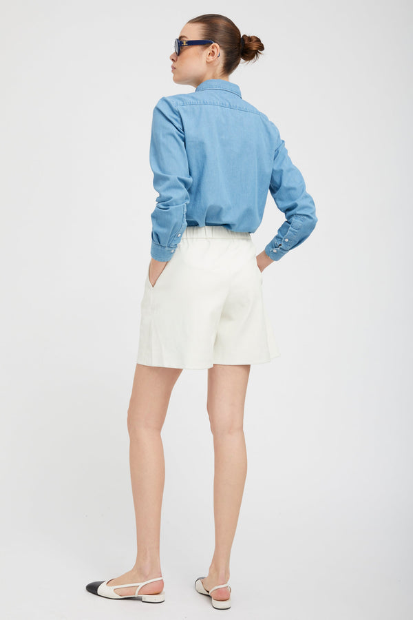 Sprwmn White Leather Culotte Shorts WHITE