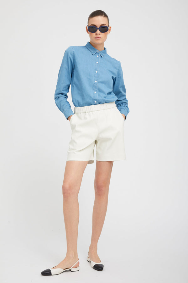 sprwmn White Leather Culotte Shorts WHITE