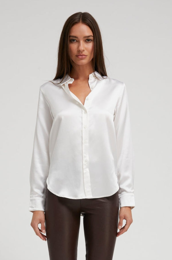 sprwmn White Silk Slim Button Down White