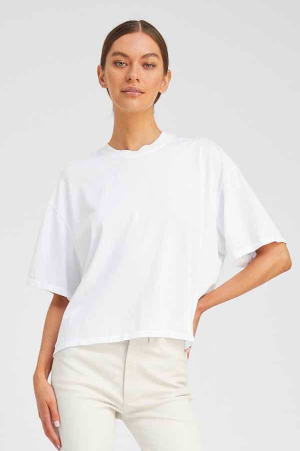 sprwmn White Supima Cotton Boxy Tee WHITE