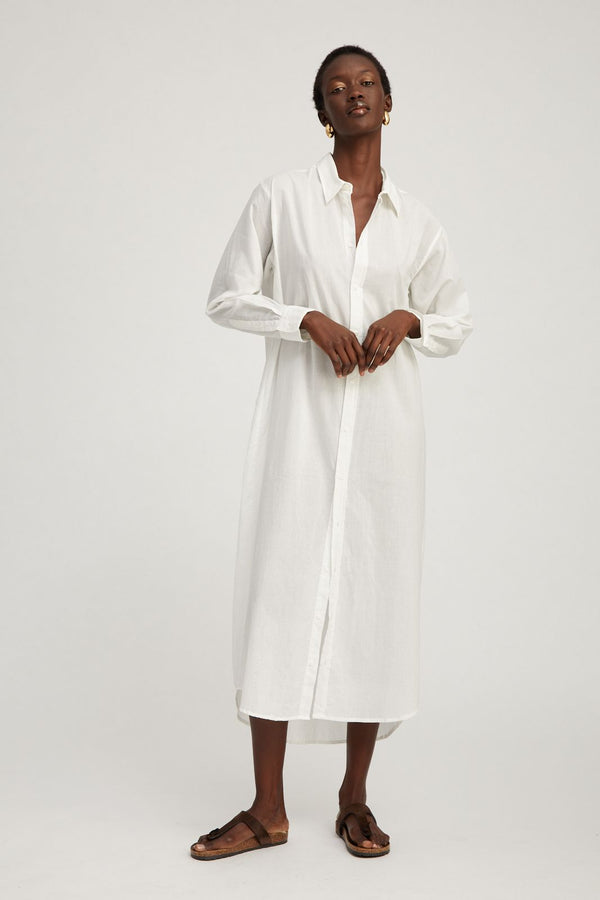 sprwmn White Voile Tunic Maxi Dress White