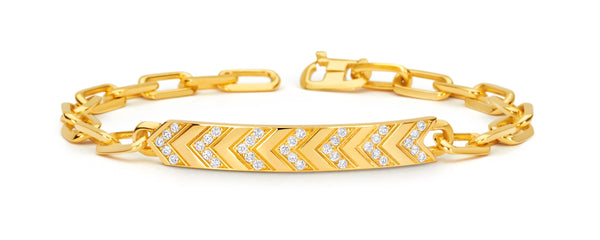 Sprwmn Yellow Gold Diamond Chevron Chain Bracelet