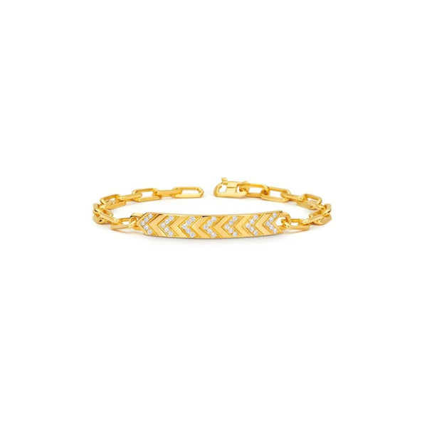 sprwmn Yellow Gold Diamond Chevron Chain Bracelet