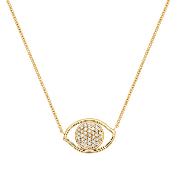 sprwmn Yellow Gold Diamond Evil Eye Necklace